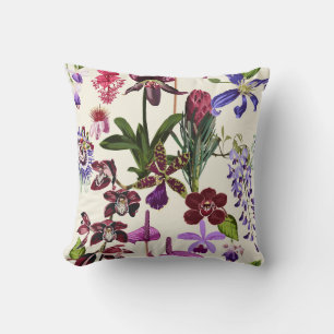 Tropical floral illustration with flowers. throw pillow