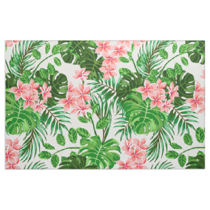 Tropical Floral Jungle Flowers Pink Hibiscus Fabric