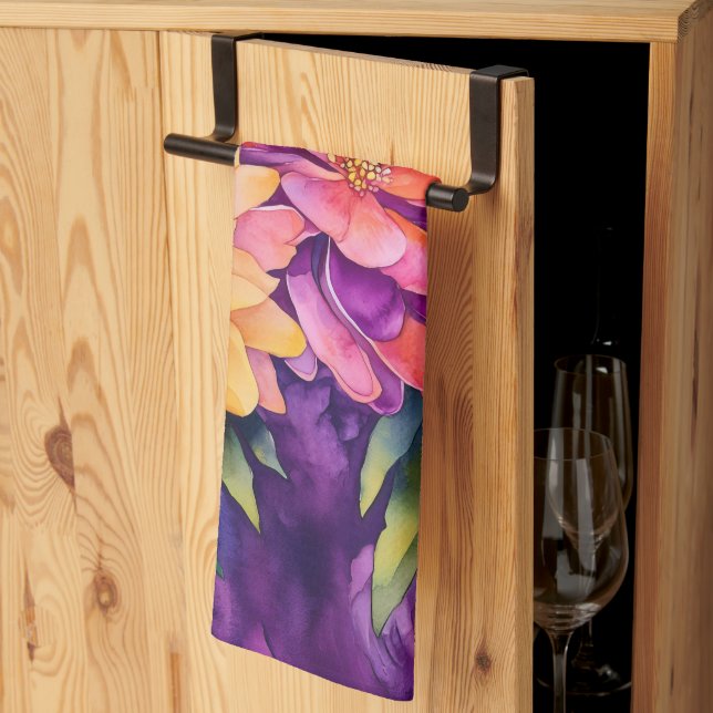 tropical floral kitchen towel (Thirds Fold)