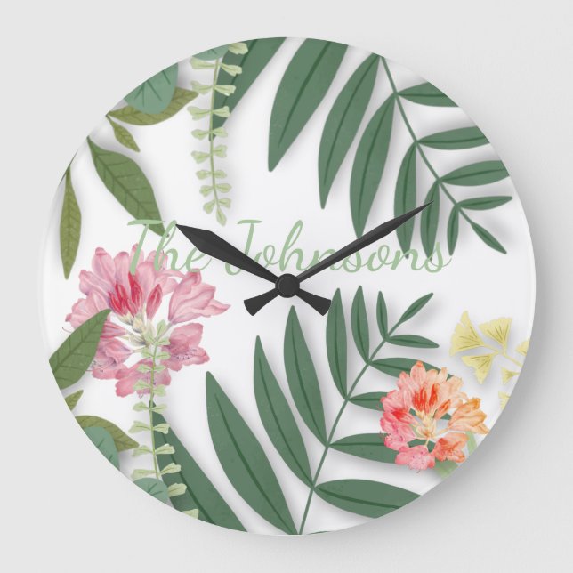 Tropical Floral  Large Clock (Front)