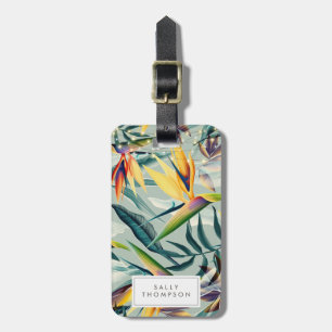 tropical floral lights luggage tag label
