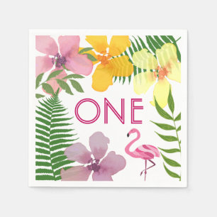 Tropical Floral Luau 1st Birthday Napkin