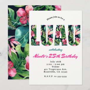 Tropical Floral LUAU Birthday Party Invitations