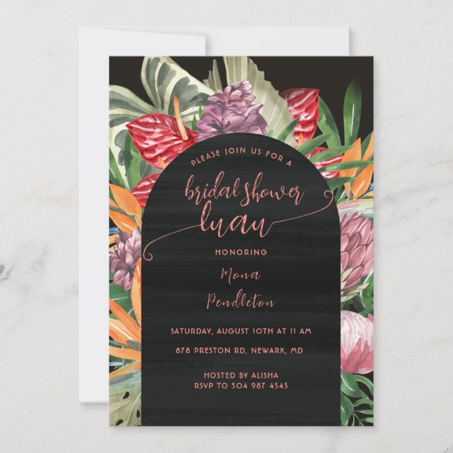 Tropical Floral Luau Bridal Shower Invitation (Front)