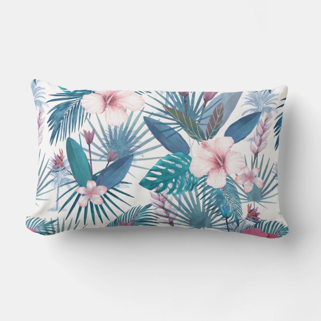 Tropical Floral Lumbar Pillow (Front)