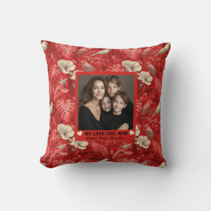 Tropical Floral Mama Birthday Photo Garden Insp Throw Pillow