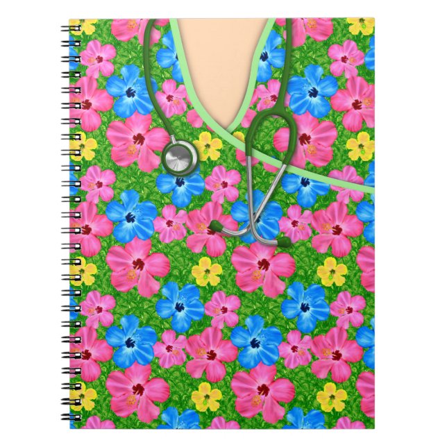 Tropical Floral Medical Scrubs Notebook (Front)