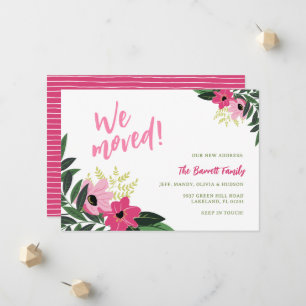 Tropical Floral Moving Faire-part Rose