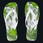 Tropical Floral Mr Groom ID475 Flip Flops<br><div class="desc">Create special flipflops for the groom with this beautiful design featuring lush tropical foliage. The eye-catching 'mr' script text is optional and can be deleted to use the template for other occasions.  Search ID475 to see other products with this design including matching wedding stationery and more.</div>