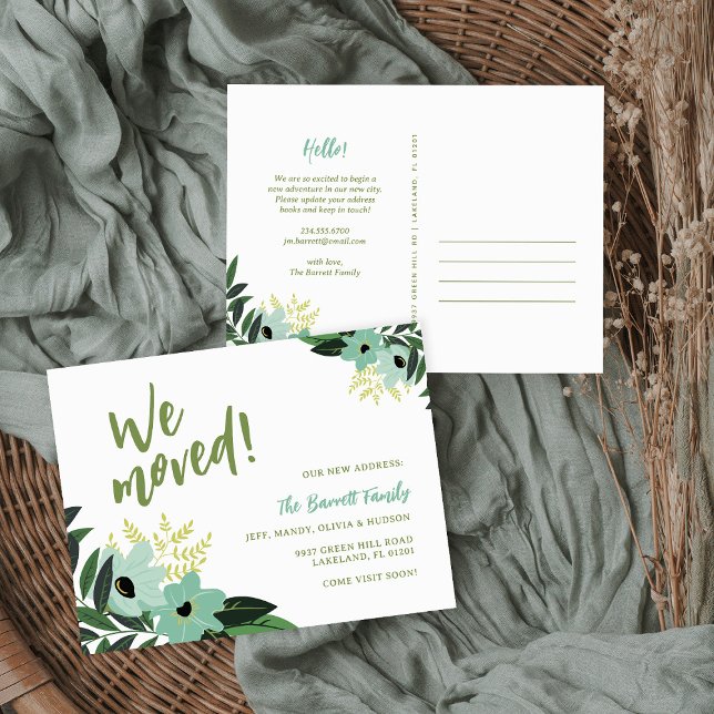 Tropical Floral New Address Postcard | Mint (Creator Uploaded)