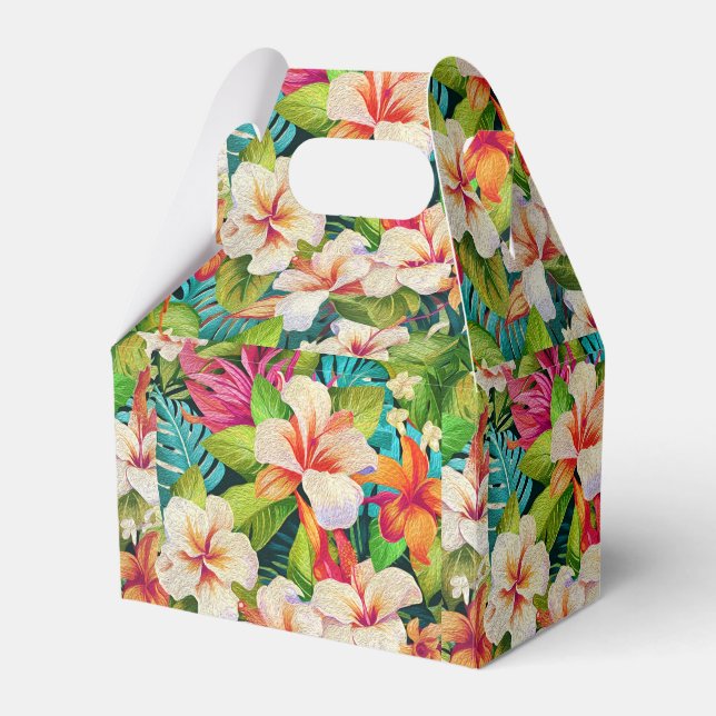 Tropical Floral Oil Painting Style Favor Box (Front Side)
