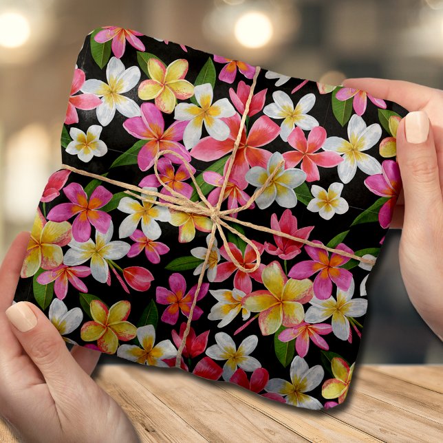 Tropical Floral on Black Tissue Paper (Creator Uploaded)
