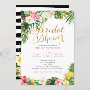Tropical Floral or Luau Style Bridal Shower Invitation