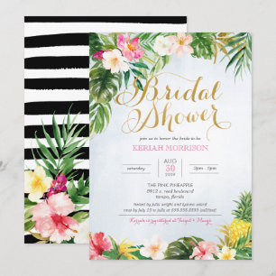Tropical Floral or Luau Style Bridal Shower Invitation