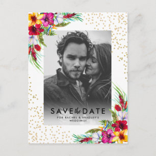 Tropical Floral Or Photo Mariage Carte de Faire-Pa