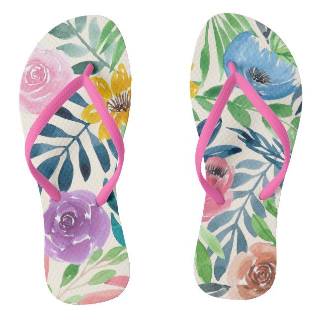 Tropical floral Pair of Flip Flops (Footbed)