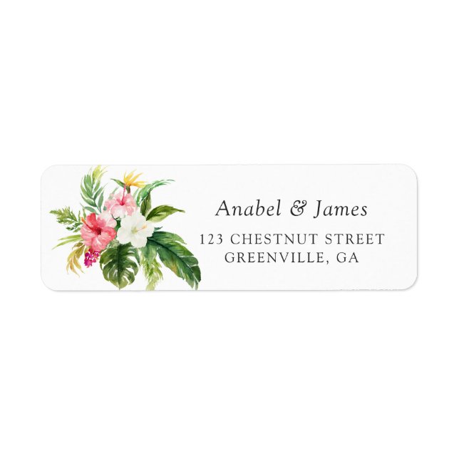 Tropical Floral Palm Banana Leaves Wedding Address (Front)