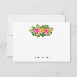 Tropical Floral Palm Leaves Personalize Stationery Card