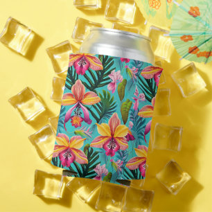 Tropical Floral Palms   Can Cooler
