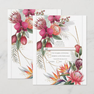 Tropical Floral Paradise Botanical Gold R.S.V.P. Invitation