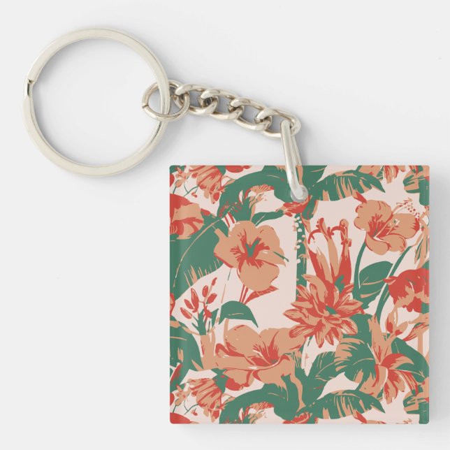 Tropical Floral Paradise Keychain (Front)