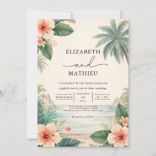 Tropical Floral Paradise Wedding Invitation