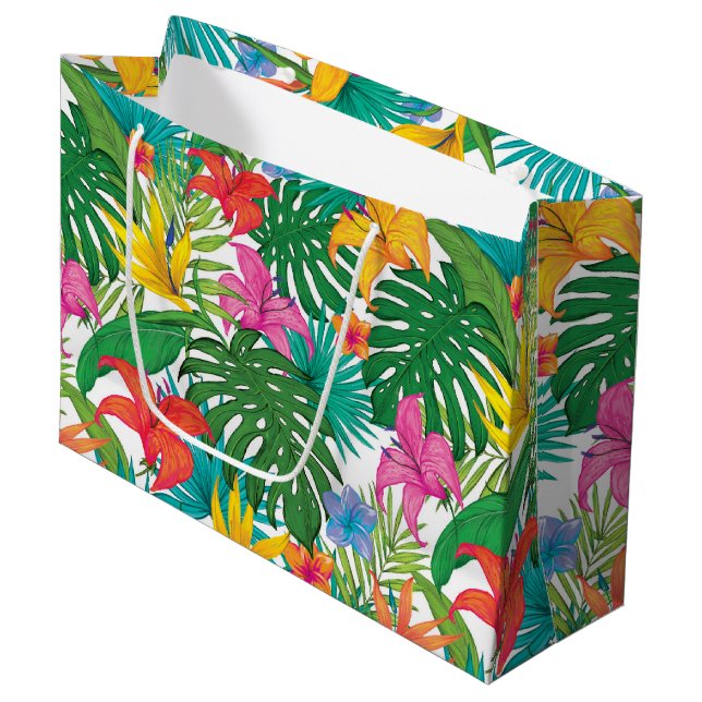 Tropical Floral Party Large Gift Bag (Front Angled)