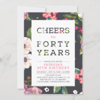 Tropical Floral Pattern 40th Birthday Party