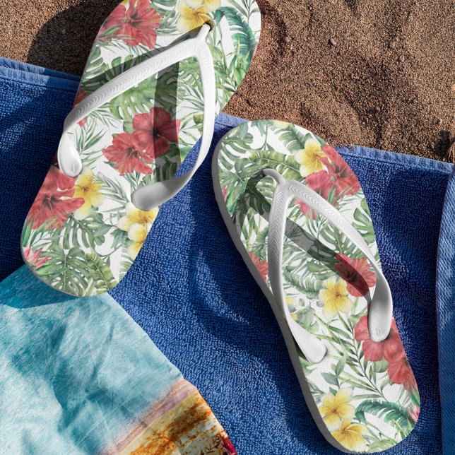 Tropical Floral Pattern Flip Flops (Creator Uploaded)