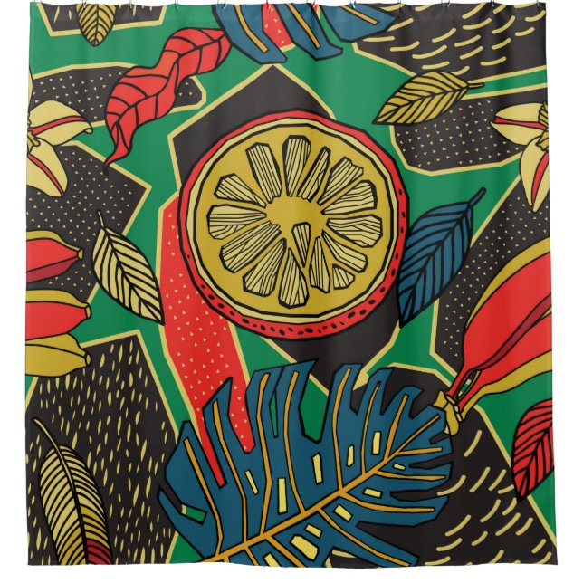 Tropical floral pattern in doodle style with fruit (Front)