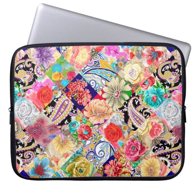 Tropical Floral Pattern Laptop Sleeve (Front)