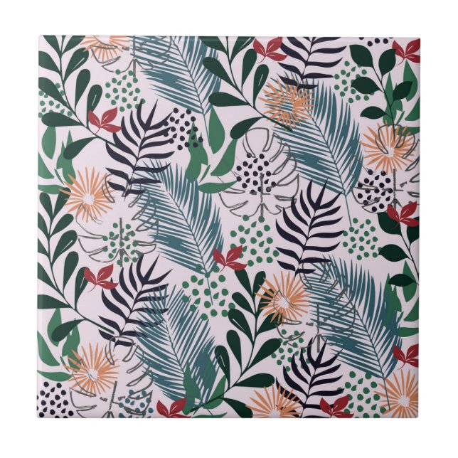Tropical Floral Pattern Tile (Front)