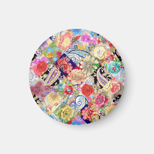 Tropical floral pattern, vibrant colours. magnet (Front)