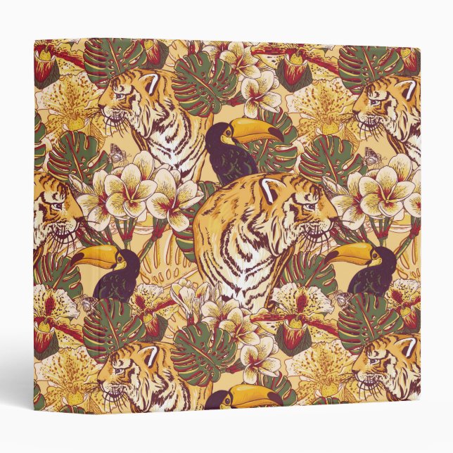 Tropical Floral Pattern With Tiger Binder (Front/Spine)