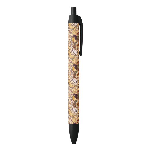 Tropical Floral Pattern With Tiger Black Ink Pen (Bottom (Vertical))