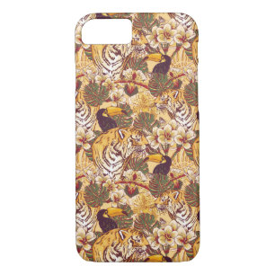 Tropical Floral Pattern With Tiger Case-Mate iPhone Case