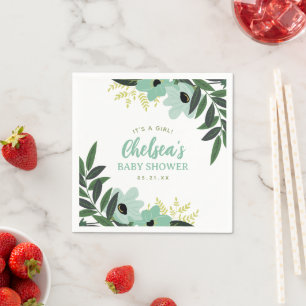 Tropical Floral Personalized Baby Shower Napkin