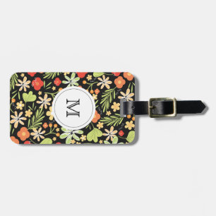 Tropical floral personalized luggage tag