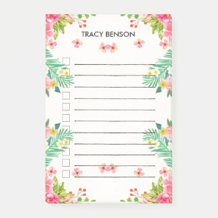 Tropical Floral Personalized To Do Post-it Notes