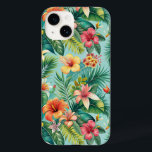 Tropical floral phone Case-Mate iPhone 14 case<br><div class="desc">This design includes lush green palm leaves and bold,  colourful hibiscus flowers in shades of red,  orange,  yellow,  and pink,  set against a refreshing turquoise background.</div>