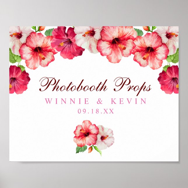 Tropical Floral Photo Booth Sign (Front)
