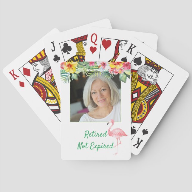 Tropical Floral Photo Retirement Playing Cards (Back)