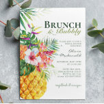 Tropical Floral Pineapple Brunch & Bubbly  Invitation<br><div class="desc">Personalize this awesome Tropical Floral Pineapple Brunch & Bubbly Invitation with your details easily and quickly.
This beautiful invitation features the gorgeous colours of pineapple and colourful tropical flowers.</div>