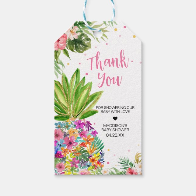 Tropical Floral Pineapple Favour Tags (Front)