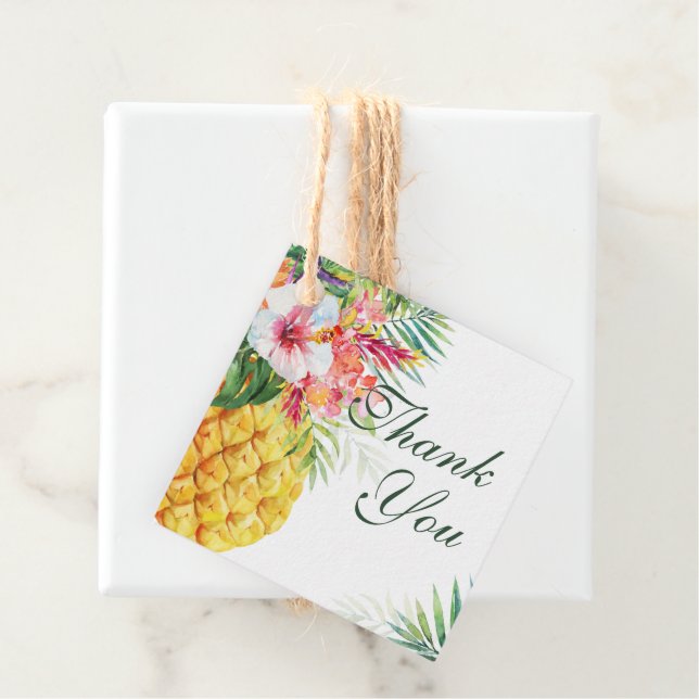 Tropical Floral Pineapple Favour Tags (In Situ)