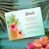 Tropical Floral Pineapple Guest Details Wedding