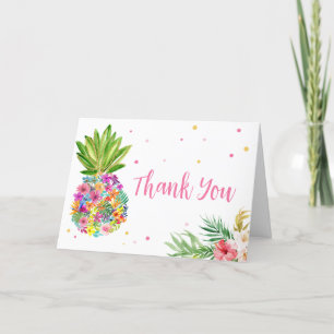 Tropical Floral Pineapple Thank You Card