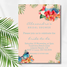 Tropical Floral Pink Beach Bridal Shower