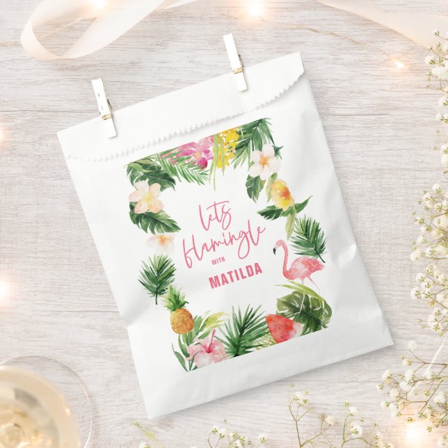 tropical floral pink yellow flamingo stylish favour bag (Clipped)