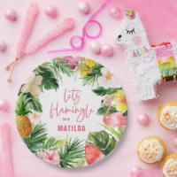 tropical floral pink yellow flamingo stylish